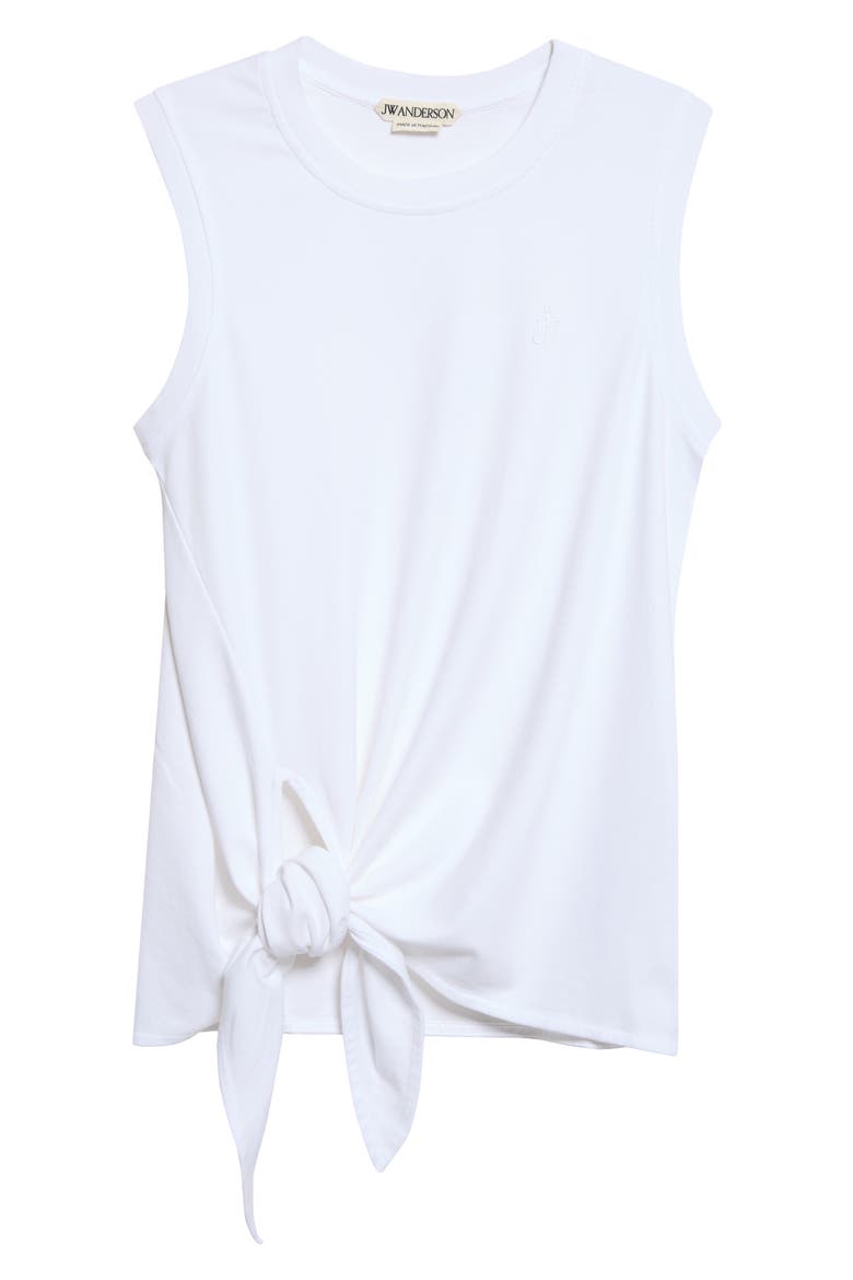 Tie Hem Cotton Tank, Main, color, WHITE