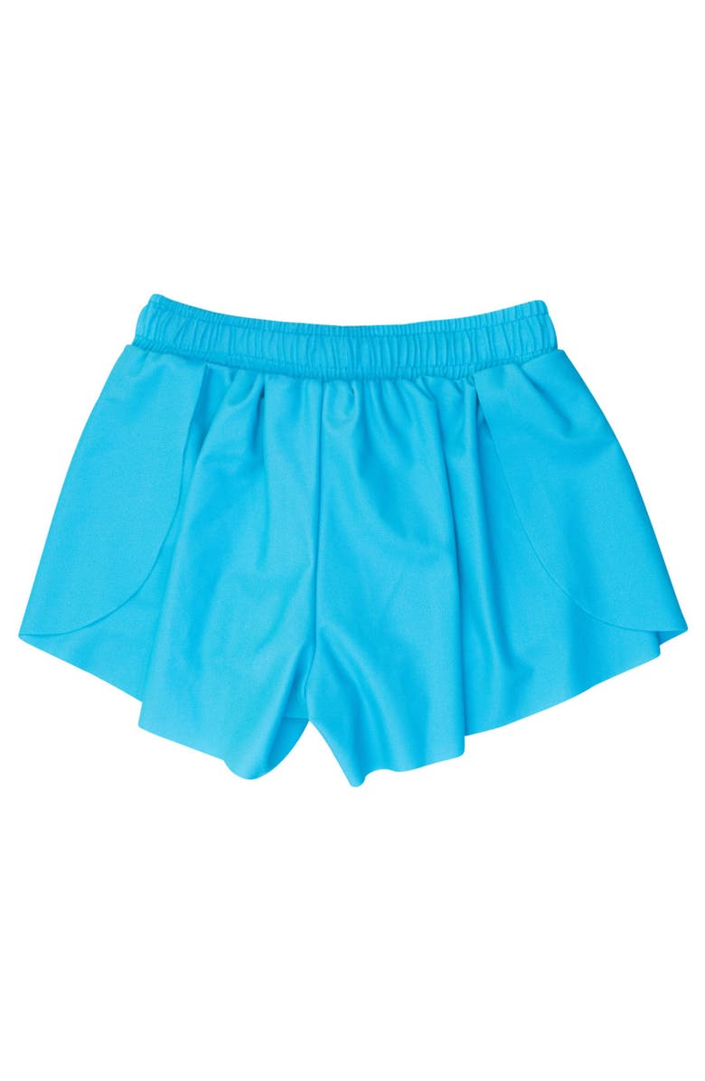 RuffleButts Girls Active Butterfly Shorts, Alternate, color, Bright Aqua