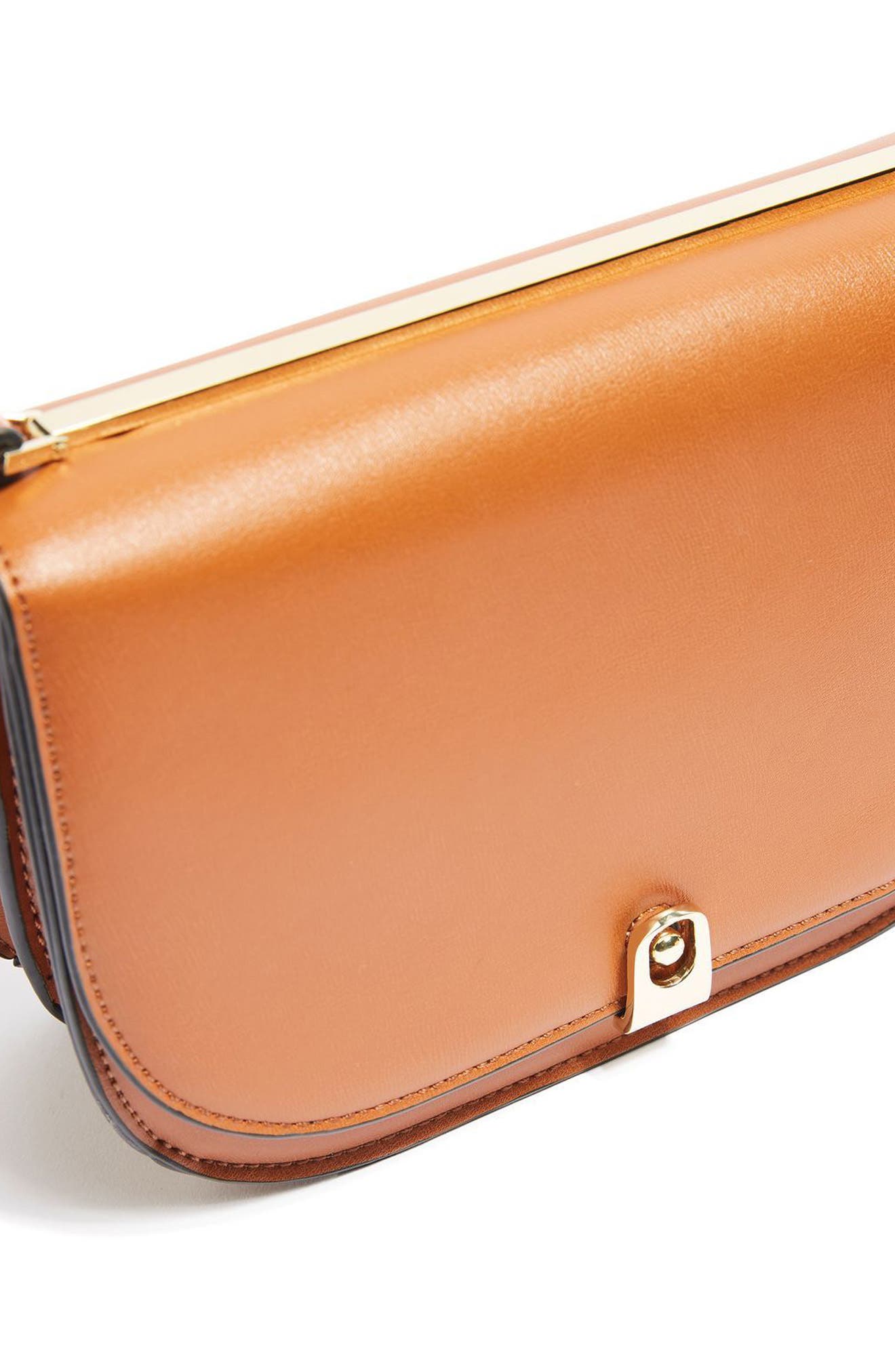 Oxford Faux Leather Crossbody Saddle Bag, Alternate, color, TAN