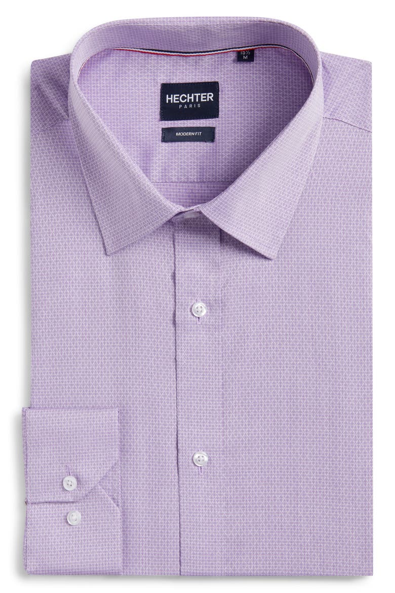 Modern Fit Light Purple Micropattern Cotton Dobby Dress Shirt, Alternate, color, PURPLE
