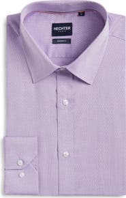 DANIEL HECHTER Modern Fit Light Purple Micropattern Cotton Dobby Dress Shirt