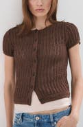 MANGO Short Sleeve Crochet Cardigan
