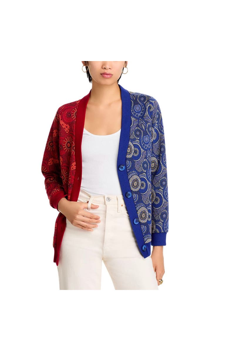 KAHINDO Windhoek Two Tone Color Block Print Cardigan, Alternate, color, Blue
