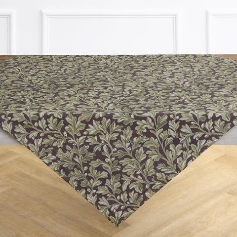 Linen Table Throw - Fallen Leaves, 52" x 52" Inch