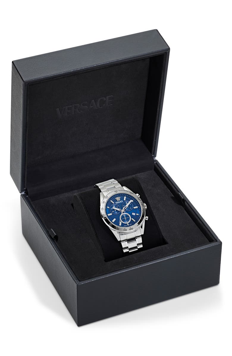 Versace V-Code Chronograph Bracelet Watch, 41mm, Alternate, color, Stainless Steel