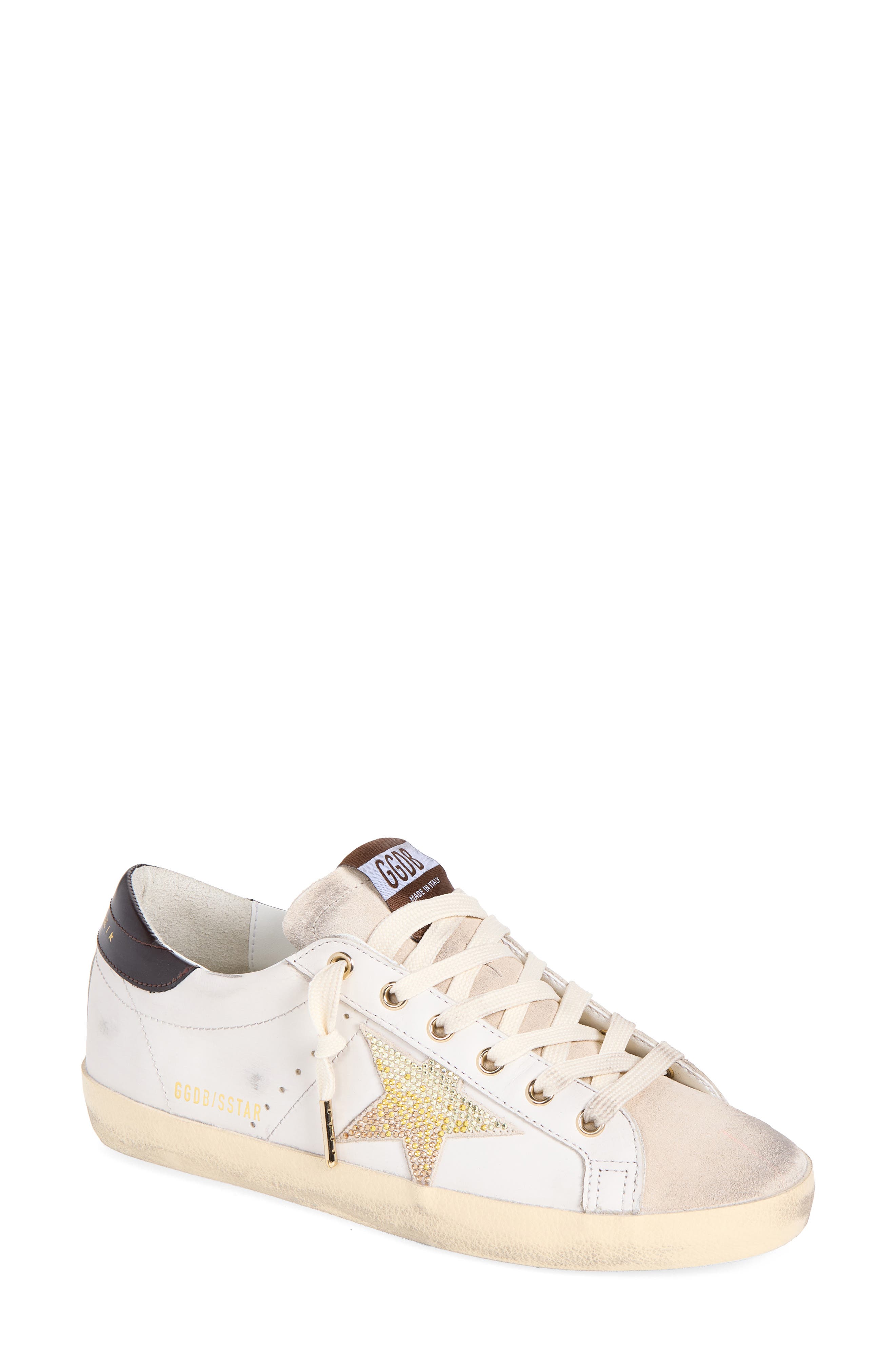 x Swarovski Super-Star Sneaker, Main, color, WHITE/ COFFEE BROWN/ SEEDPEARL