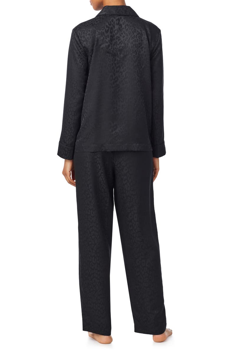 Lauren Ralph Lauren Leopard Pattern Jacquard Pajamas, Alternate, color, Black Print