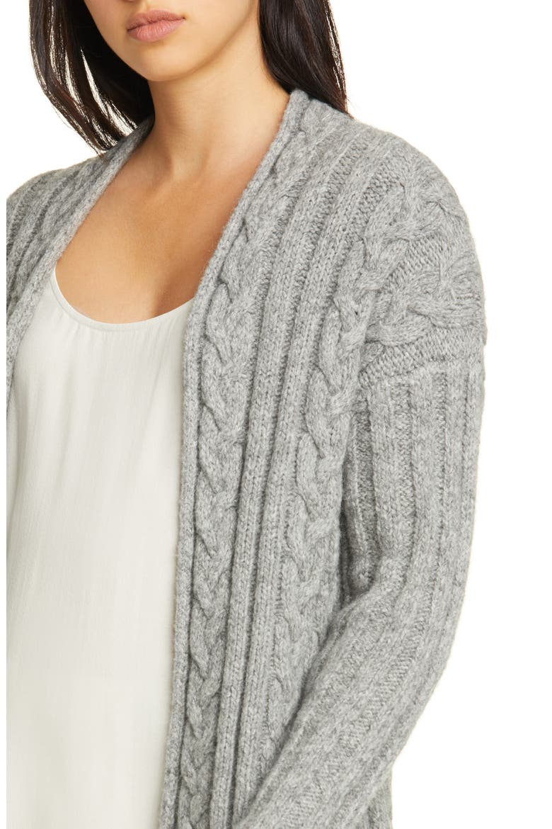 Alpaca Blend Cable Knit Cardigan, Alternate, color, MOON