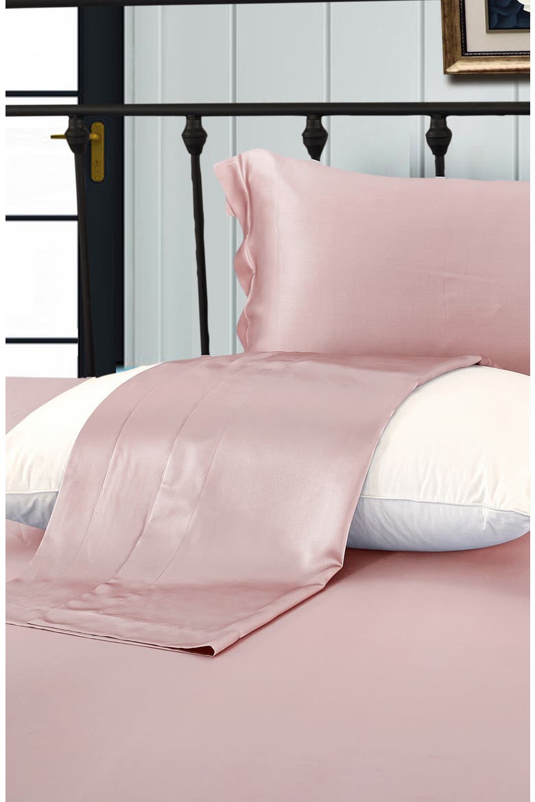 Pure Mulberry Silk Oxford Envelope Luxury Pillowcase, Alternate, color, Rosy Pink