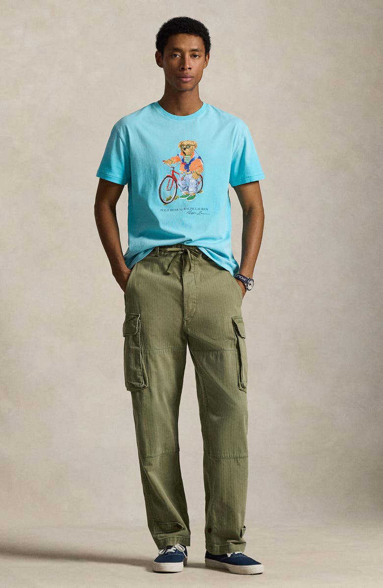 Polo Ralph Lauren Classic Fit Polo Bear Graphic T-Shirt, Alternate, color, Perfect Turquoise- Summer Bear