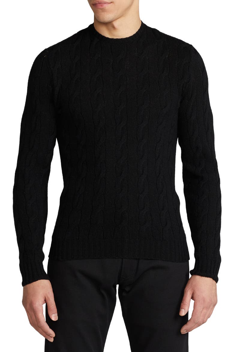Cable Knit Cashmere Sweater, Main, color, CLASSIC BLACK