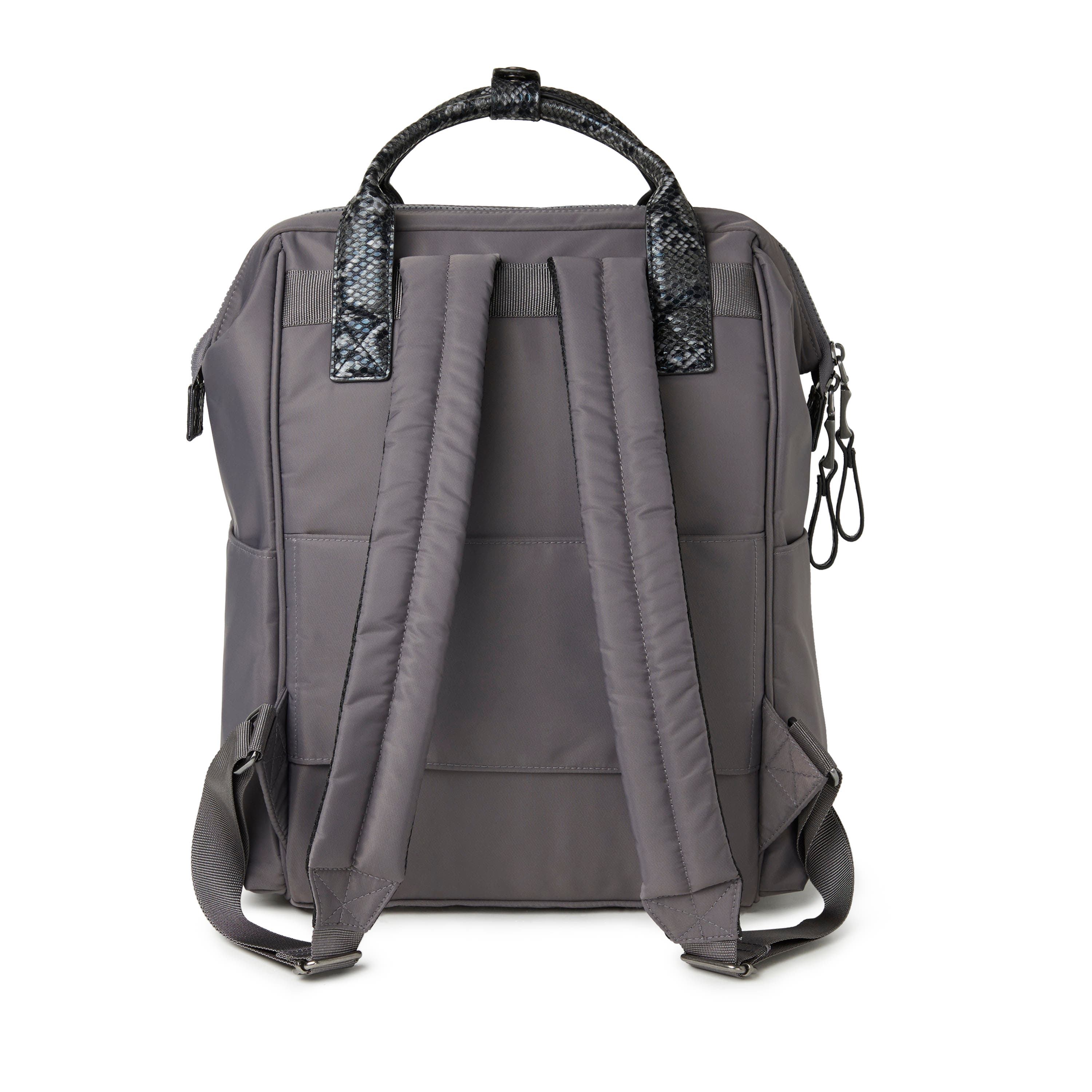 BAGGALLINI Soho Laptop Backpack, Alternate, color, Smoke / Faux Python Trim