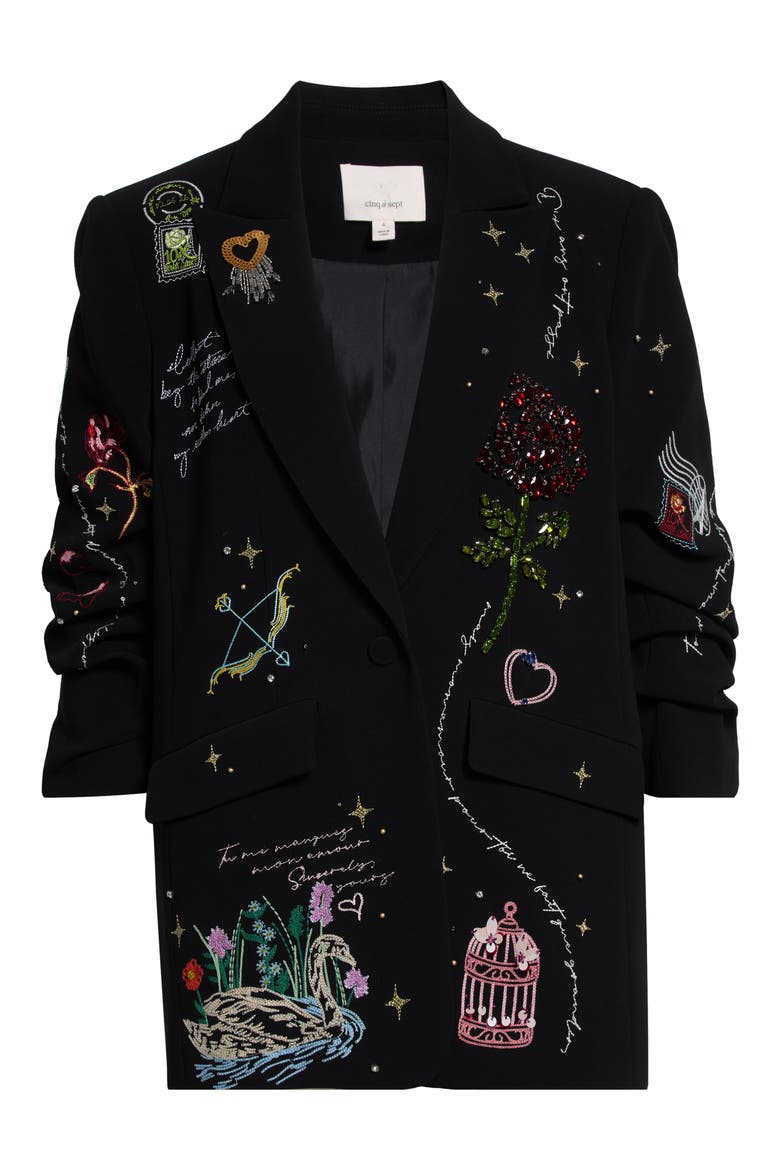 Starry Scribbles Kelsa Blazer, Alternate, color, BLACK/ MULTI