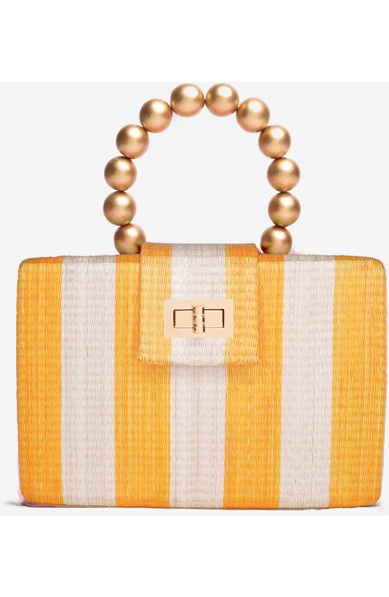 Soli & Sun THE LOUISA Woven Straw Clutch Bag, Alternate, color, Yellow & Cream Stripe