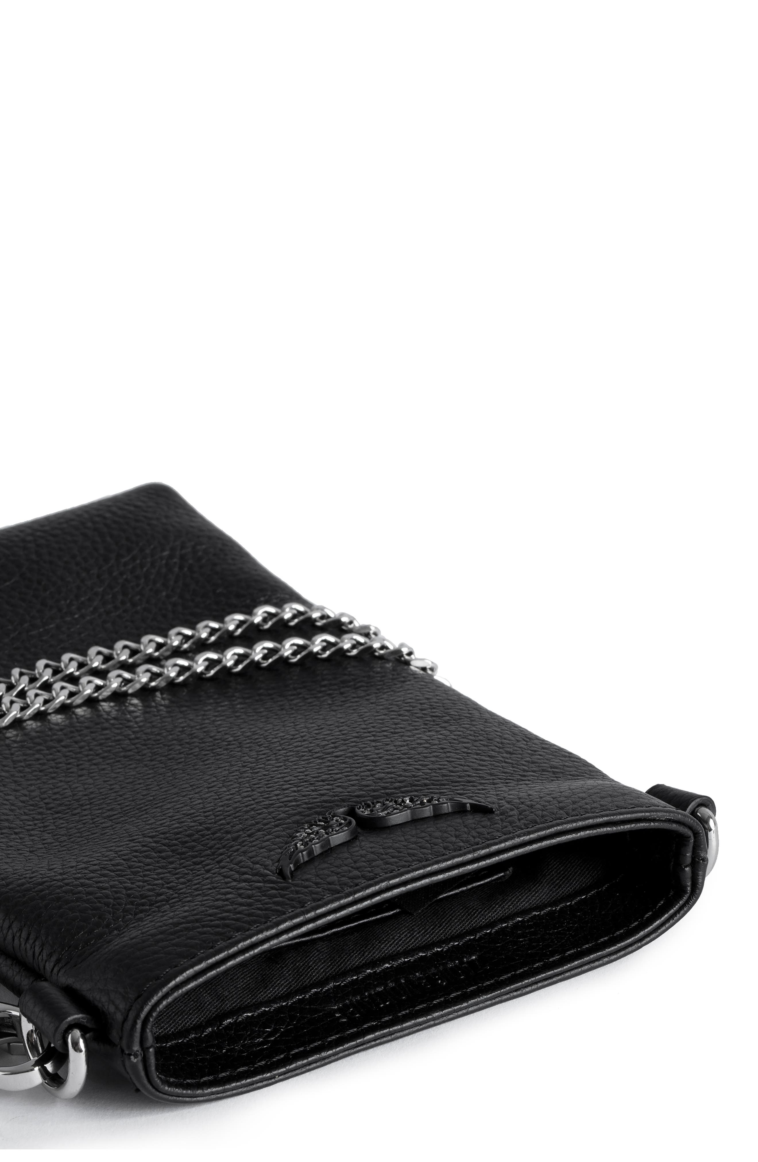 Zadig & Voltaire Rock Pebbled Leather Phone Pouch, Alternate, color, 