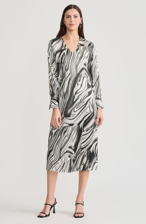 Marble Print Silk Maxi Dress