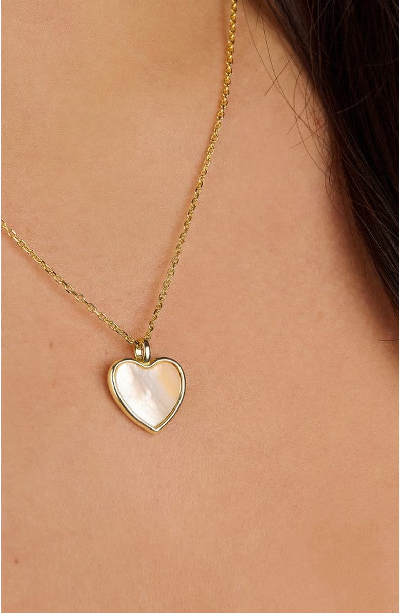 Little Sky Stone MOP Heart Charm Necklace, Alternate, color, Gold / Off-White