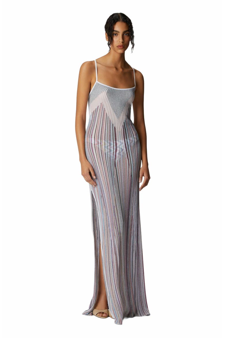 Long Cover-up With Straight Neckline And Open Back, Main, color, Multicoloured