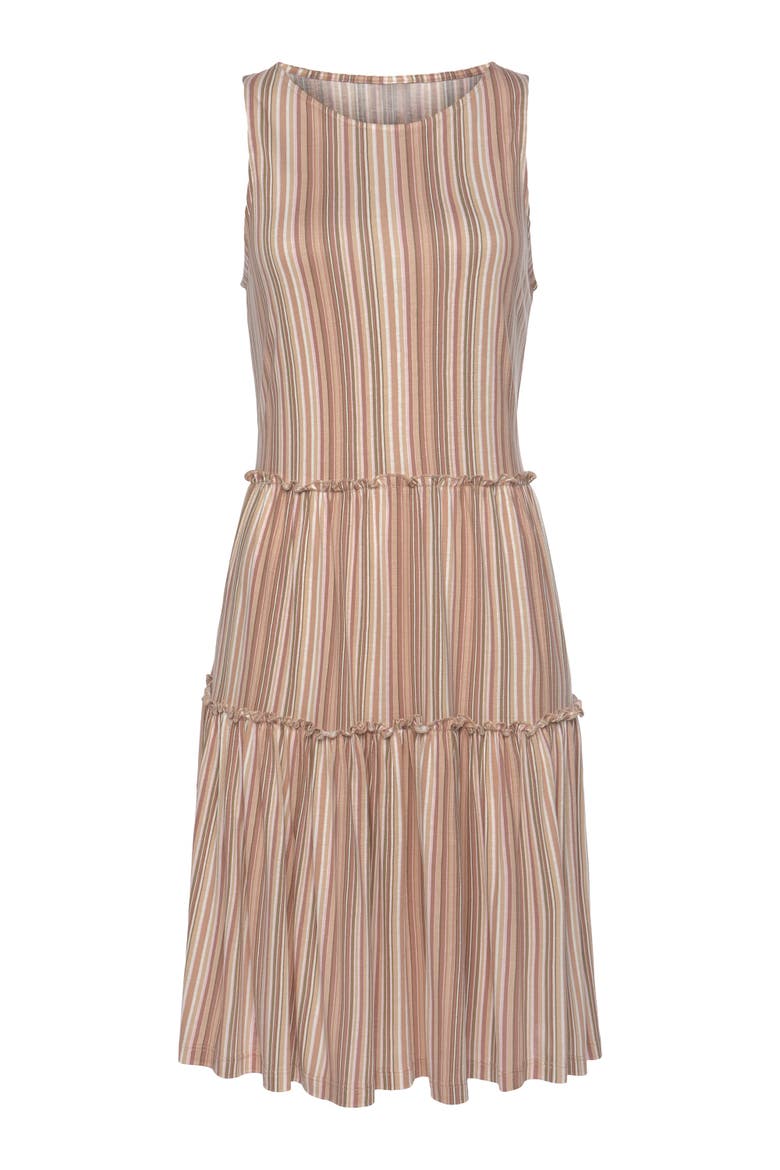 Flowy Tiered Dress, Alternate, color, Brown White Striped