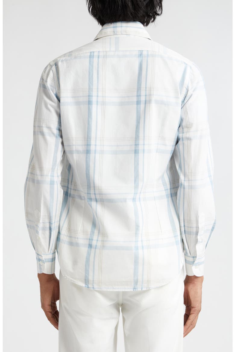 Plaid Cotton Button-Up Shirt, Alternate, color, WHITE AND DENIM