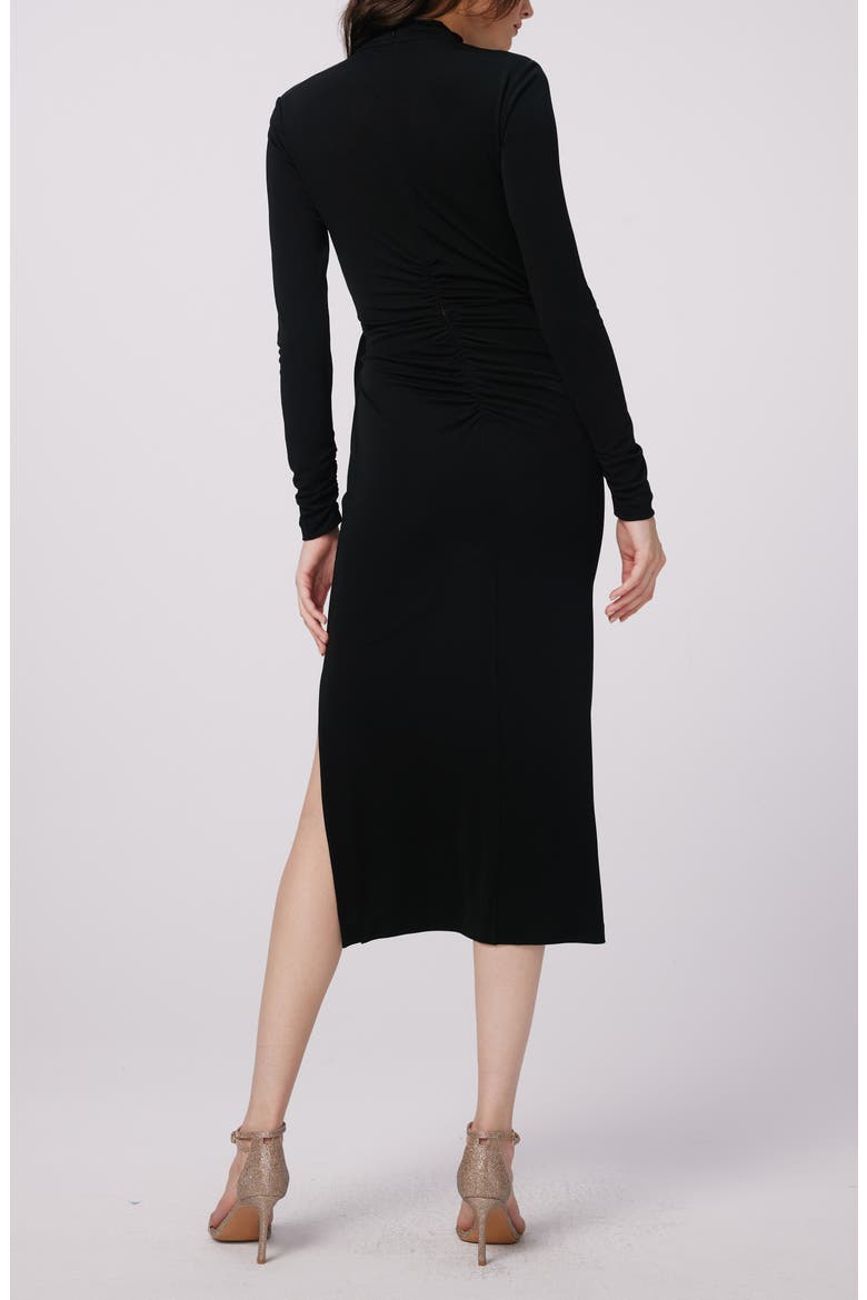 Sonja Long Sleeve Midi Dress, Alternate, color, BLACK