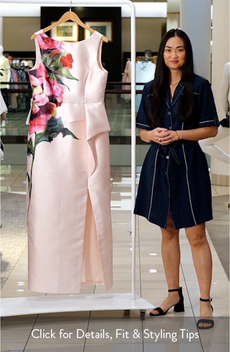 Luciana Placed Floral Column Gown, sales video thumbnail