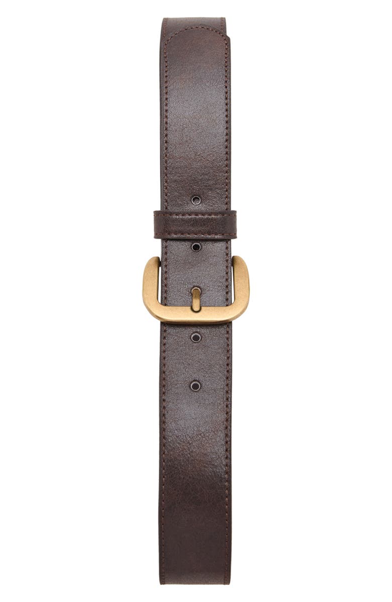 MANGO Square Buckle Belt, Alternate, color, Chocolate