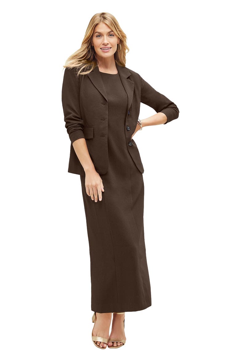 Stretch Crepe Maxi Jacket Dress, Main, color, CHOCOLATE