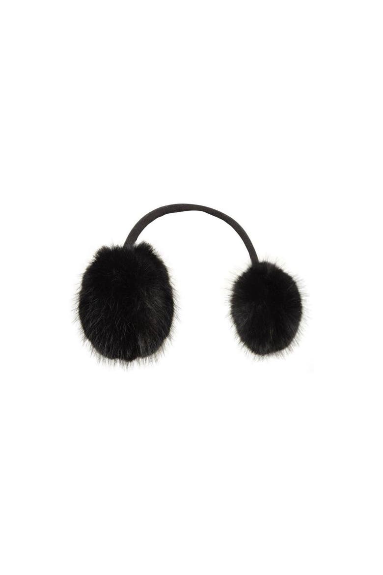 Faux Fur Earmuffs, Alternate, color, Black