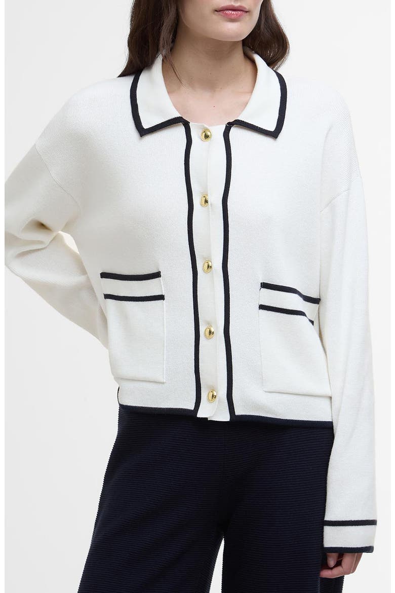 Jasmine Contrast Detail Cotton Cardigan, Main, color, CLOUD