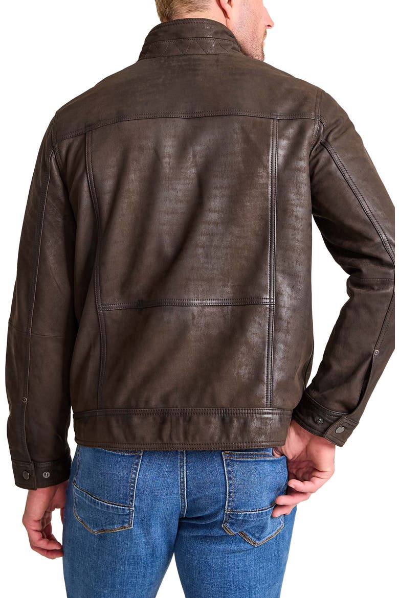 Highland Rocker Leather Jacket, Alternate, color, DARK BROWN