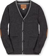 Hope & Henry Baby Boys' Organic Tipped Cardigan with Elbow Patches, Infant
