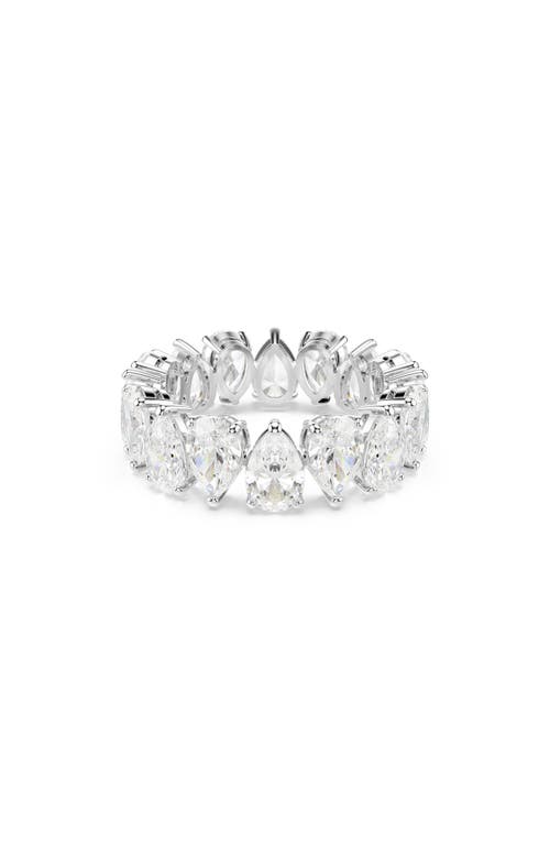 Swarovski Matrix Pear Cut Crystal Eternity Ring In White