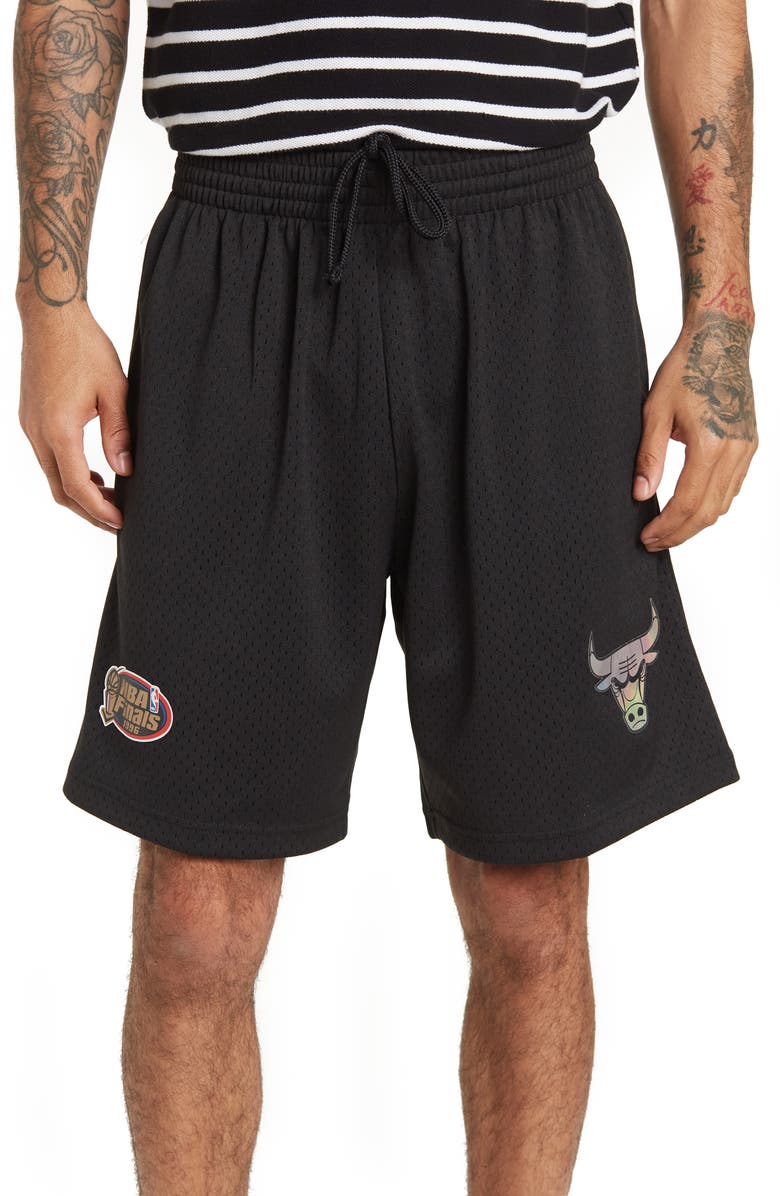 Mitchell & Ness NBA Iridescent Logo Mesh Shorts, Main, color,