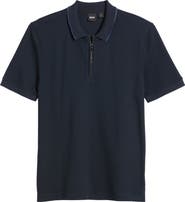 BOSS Paras Quarter Zip Cotton Polo