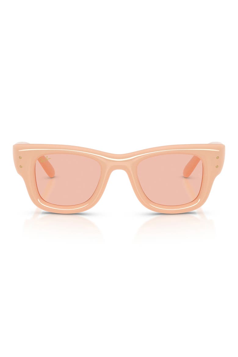 Wayfarer Puffer 47mm Square Sunglasses, Main, color, SOLID NUDE / DARK PINK