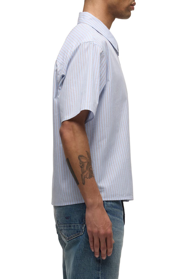 Rex Short Sleeve Cotton Button-Up Shirt, Alternate, color, BLUE STRIPE
