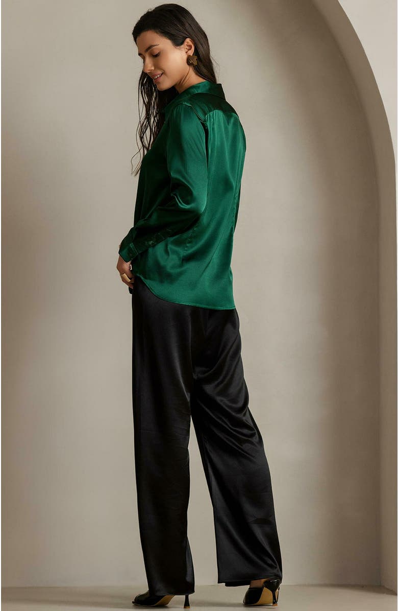 SILKSILKY 19Momme Silk Solid Color Basic Military Lapel Shirt, Alternate, color,