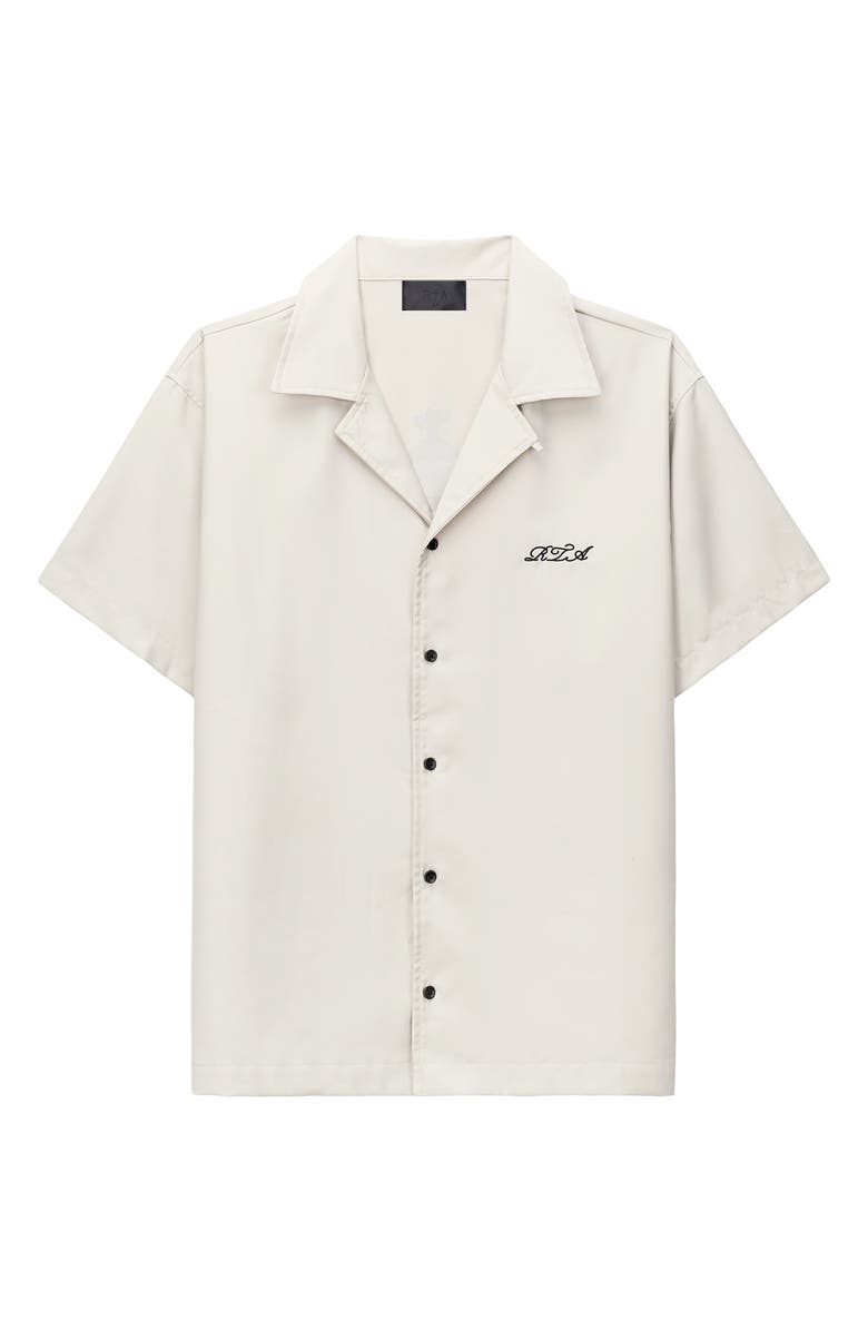 RtA Nathan Poppy Graphic Oversized Button-Up Camp Shirt, Main, color, Beige Poppy
