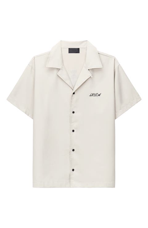 Nathan Poppy Graphic Oversized Button-Up Camp Shirt