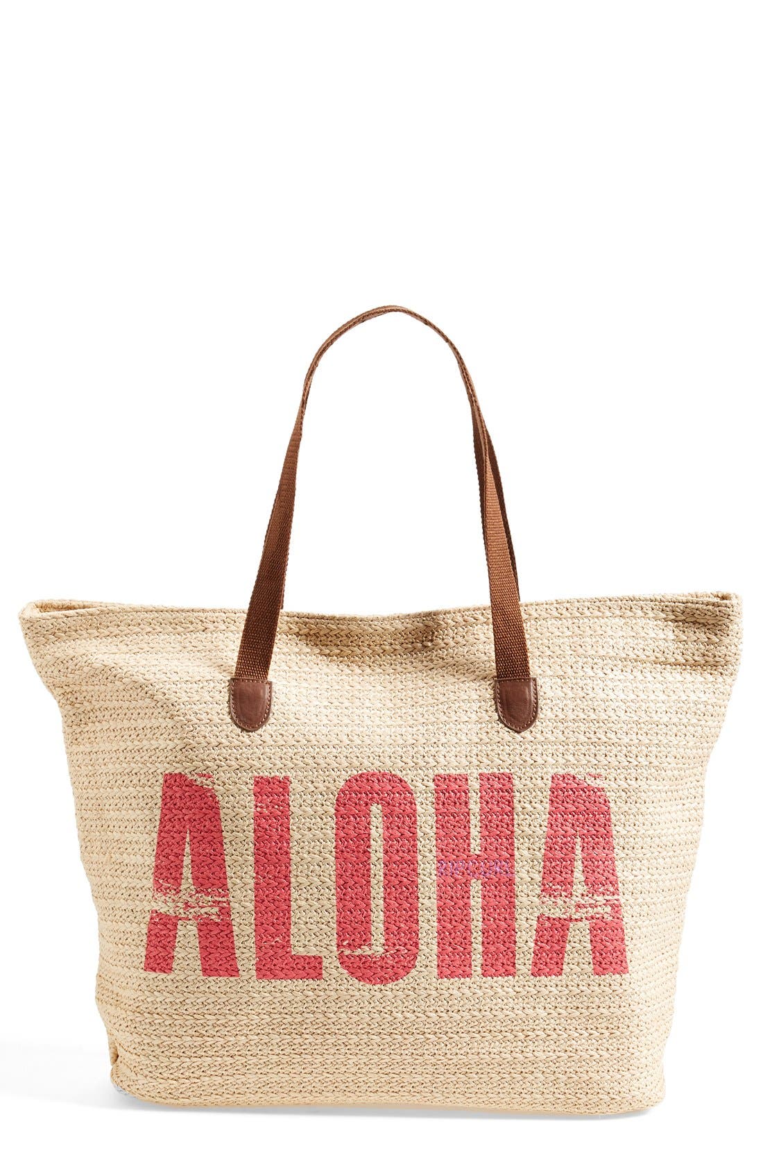 'Aloha' Beach Bag, Main, color, NATURAL
