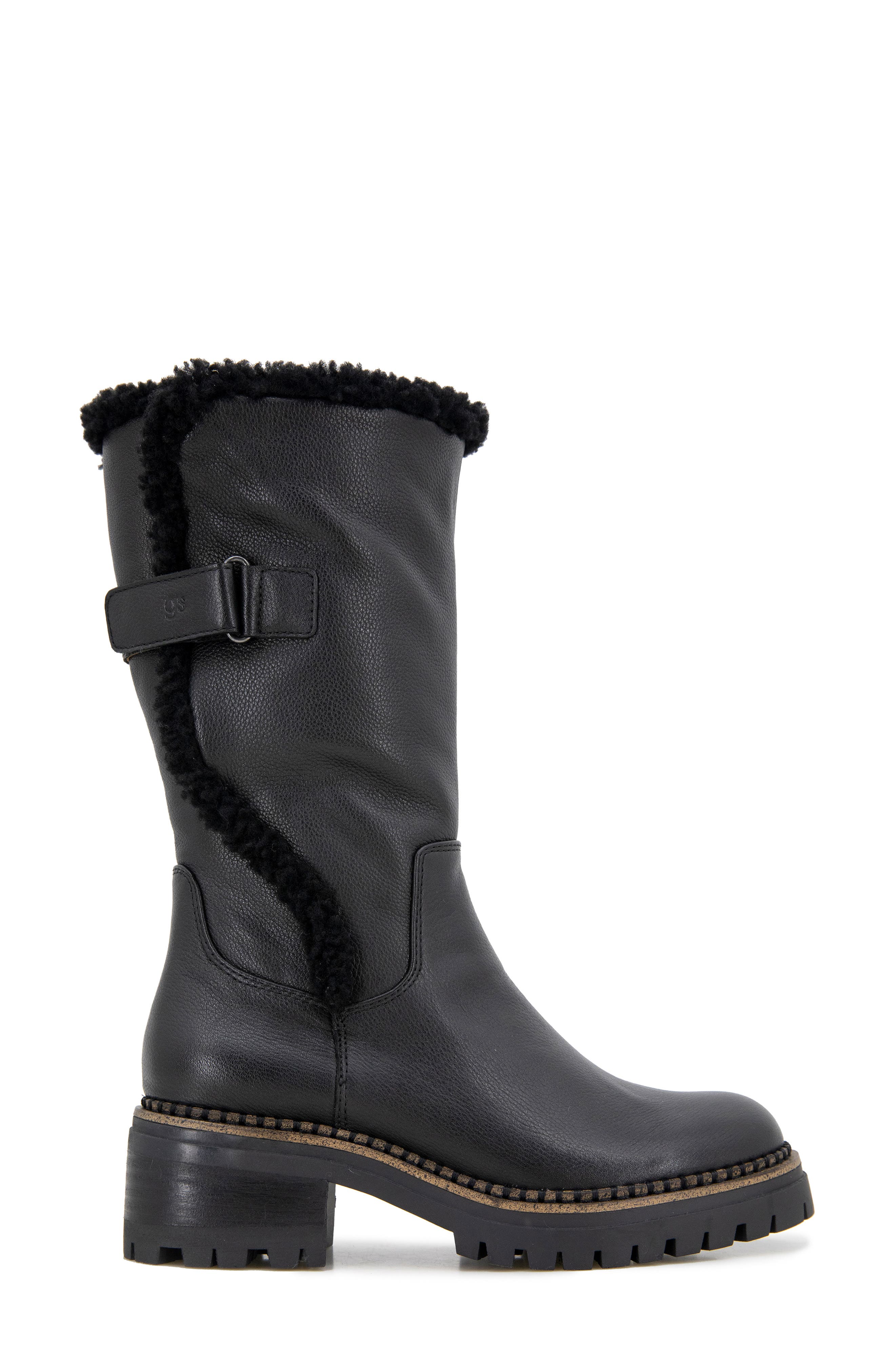 Gentle Souls Bradford Faux Shearling Trim Boot, Alternate, color, Black Leather