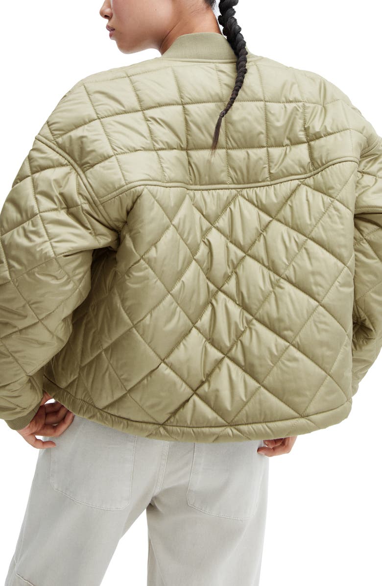 MANGO Quilted Waterproof Bomber Jacket, Alternate, color, Khaki