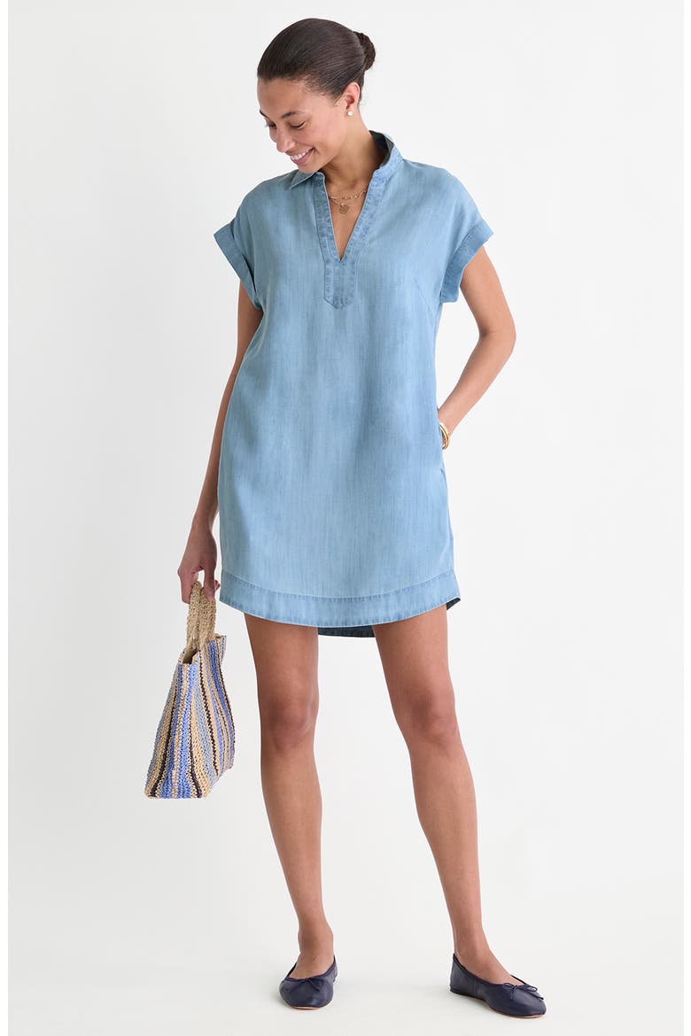 Margo Chambray Popover Shirtdress, Alternate, color, LIGHT ACID WASH