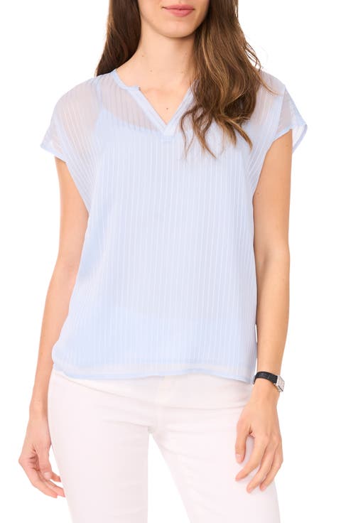 Sheer Stripe Popover Top
