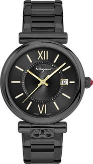 FERRAGAMO Salvatore Ferragamo Women's Ferragamo Ora Black Dial Stainless Steel Bracelet Watch, 40mm x 8.9mm