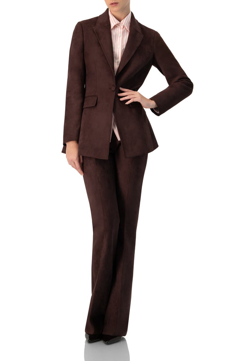 IVONNE Single-Breasted Faux-Suede Blazer, Alternate, color, Brown