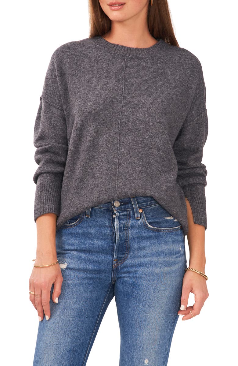 Vince Camuto Gradation Crewneck Sweater, Main, color, Med Heather Grey
