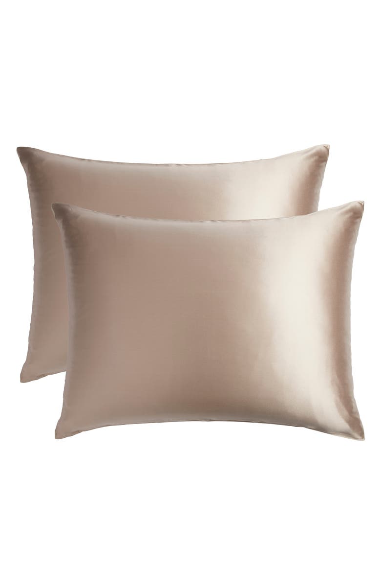 Nordstrom Set of 2 Silk Pillowcases, Main, color, Tan Thread