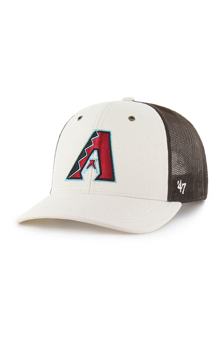 Men's Carhartt x '47 Natural/Brown Arizona Diamondbacks Undyed Trucker Adjustable Hat, Main, color, Natural